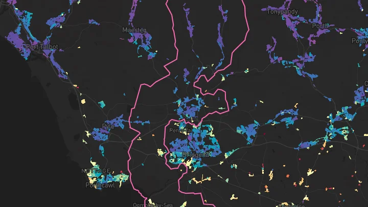 House price heatmap showing property values across Ogmore Vale