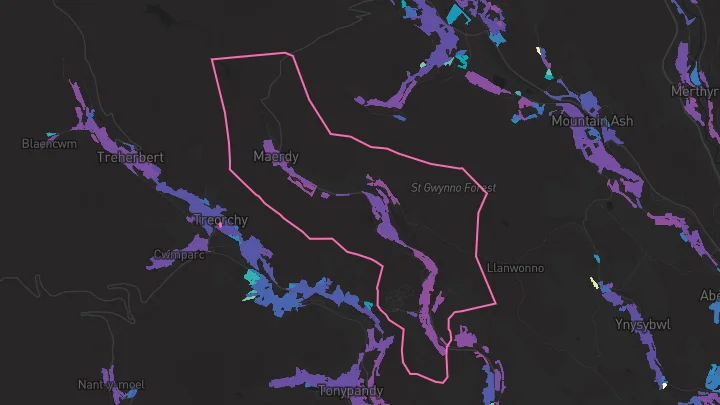 House price heatmap showing property values across Tylorstown