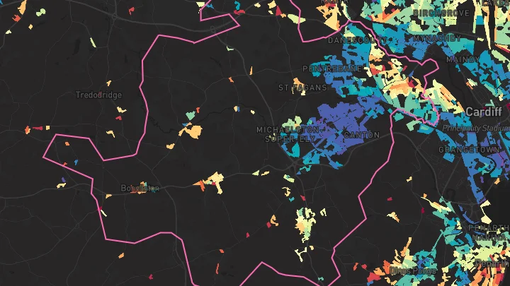 House price heatmap showing property values across Cardiff