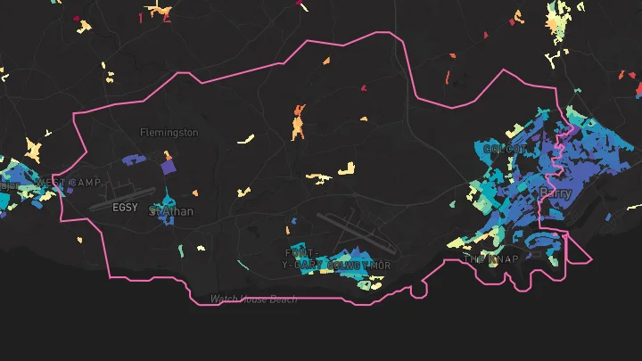 House price heatmap showing property values across Barry