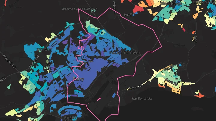 House price heatmap showing property values across Barry