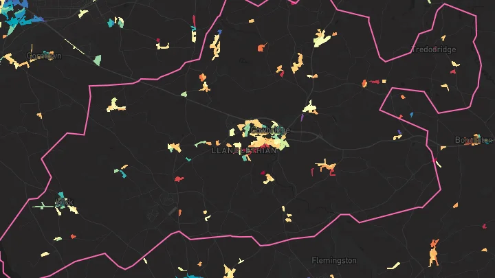 House price heatmap showing property values across Cowbridge