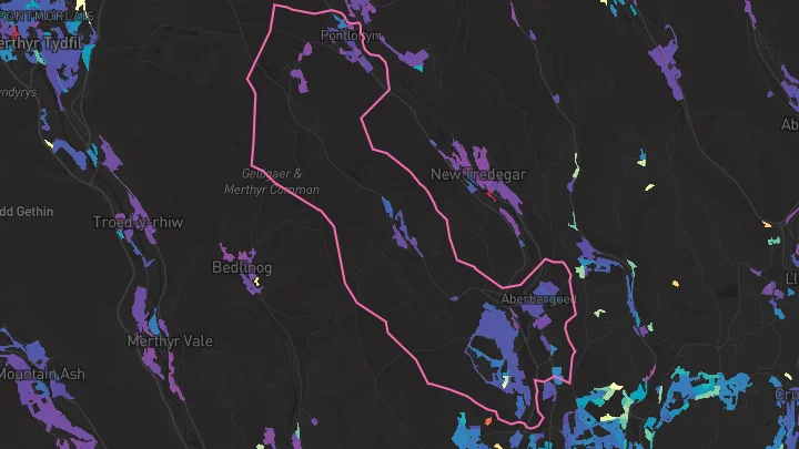 House price heatmap showing property values across Aberbargoed