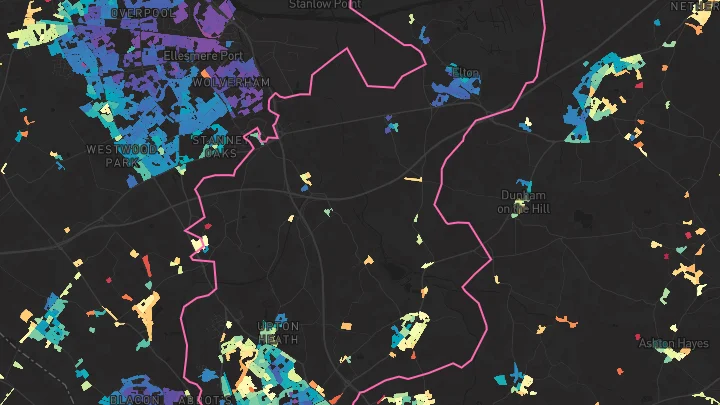 House price heatmap showing property values across Hoole