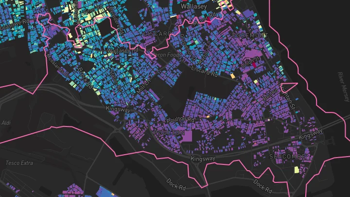 House price heatmap showing property values across Wallasey