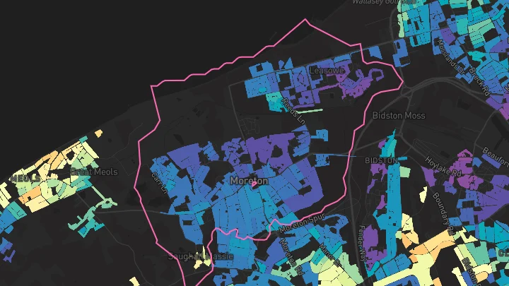 House price heatmap showing property values across Wirral