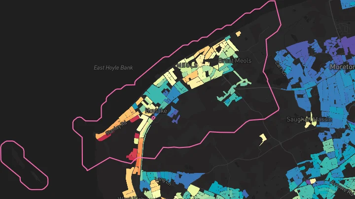 House price heatmap showing property values across Wirral