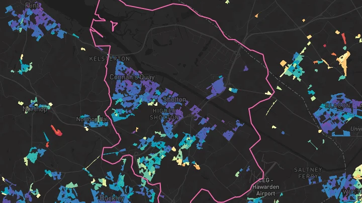 House price heatmap showing property values across Connahs Quay