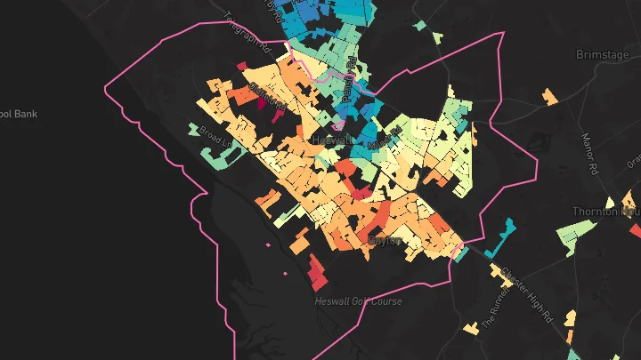 House price heatmap showing property values across Heswall