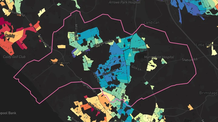 House price heatmap showing property values across Wirral
