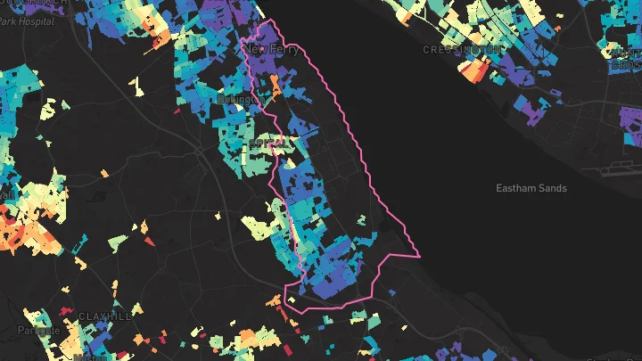 House price heatmap showing property values across Wirral