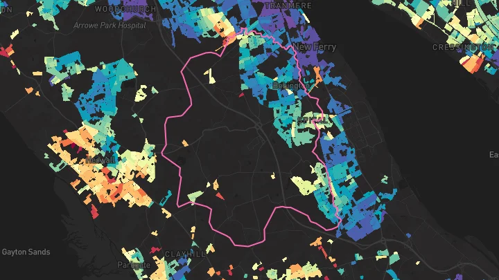 House price heatmap showing property values across Wirral