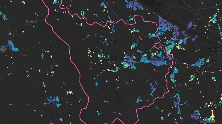 House price heatmap showing property values across Buckley