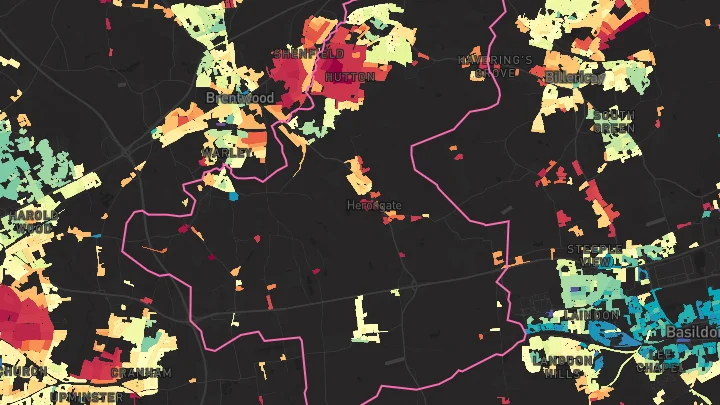 House price heatmap showing property values across Hutton