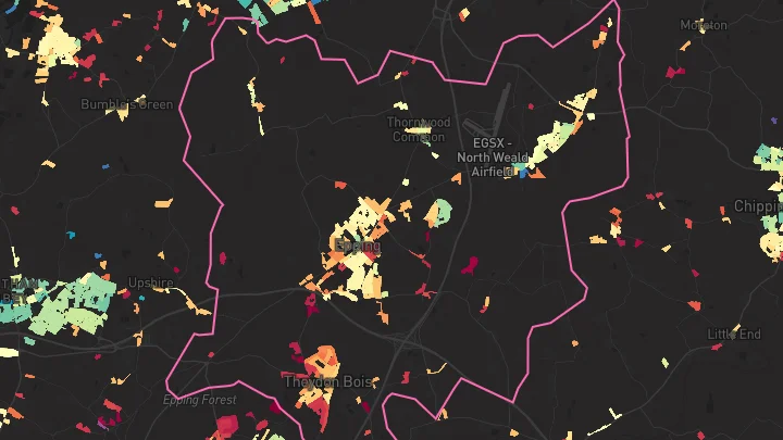 House price heatmap showing property values across Epping