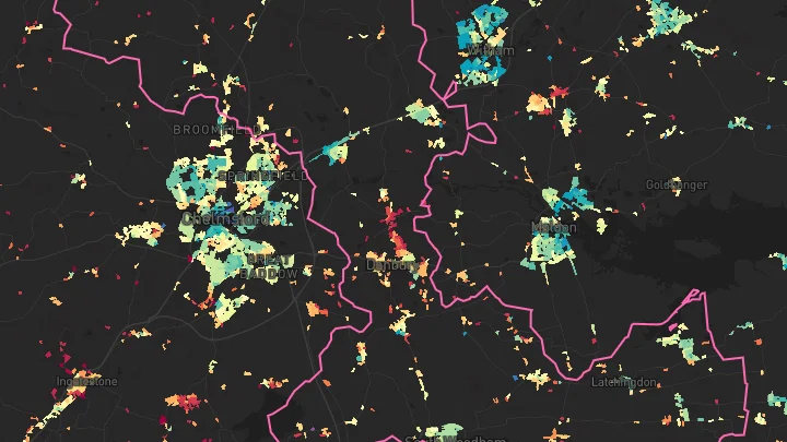 House price heatmap showing property values across South Woodham Ferrers