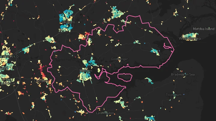 House price heatmap showing property values across Heybridge