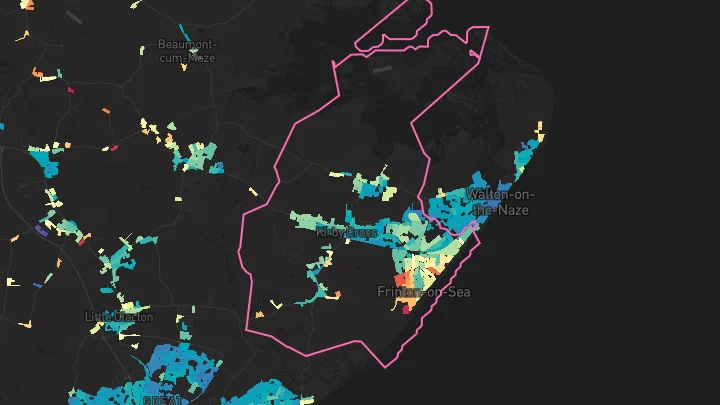 House price heatmap showing property values across Kirby Cross