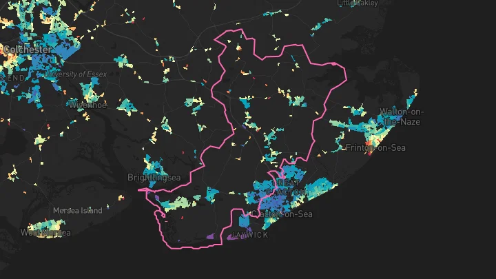 House price heatmap showing property values across Clacton-On-Sea