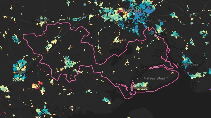 House price heatmap showing property values across Tiptree