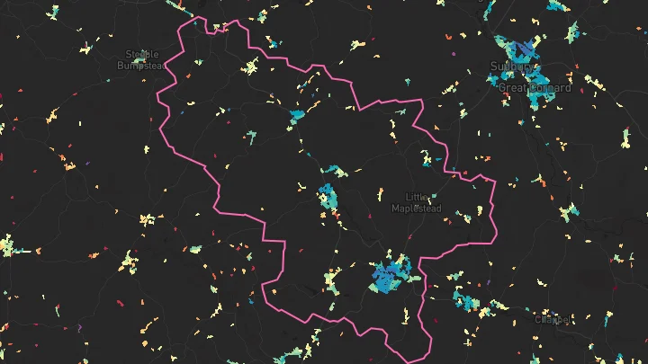House price heatmap showing property values across Halstead