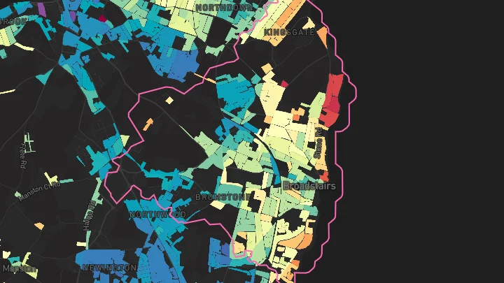 House price heatmap showing property values across Broadstairs