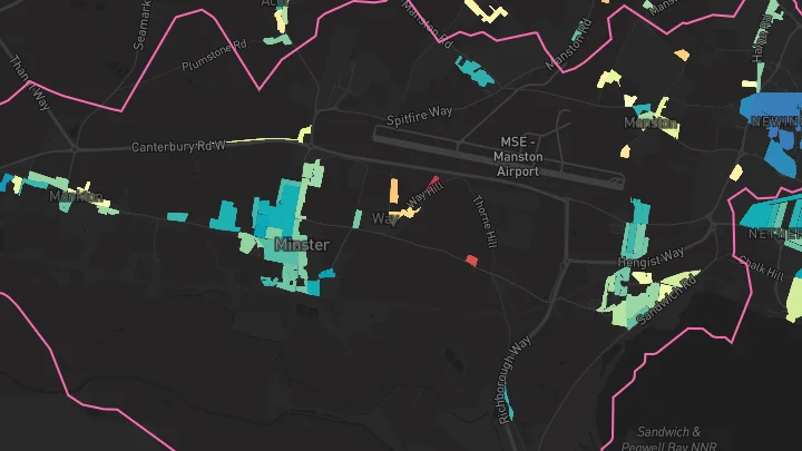 House price heatmap showing property values across Minster