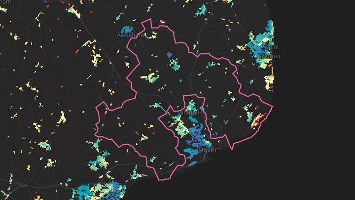House price heatmap showing property values across St Margarets At Cliffe
