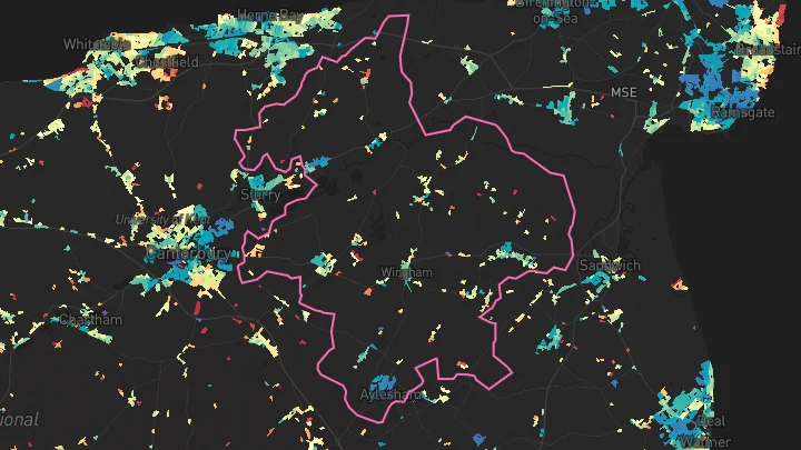 House price heatmap showing property values across Aylesham