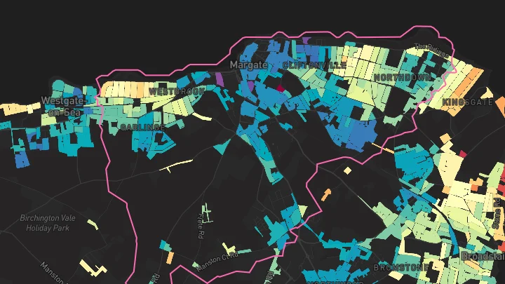House price heatmap showing property values across Margate