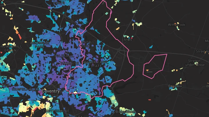 House price heatmap showing property values across Wyken