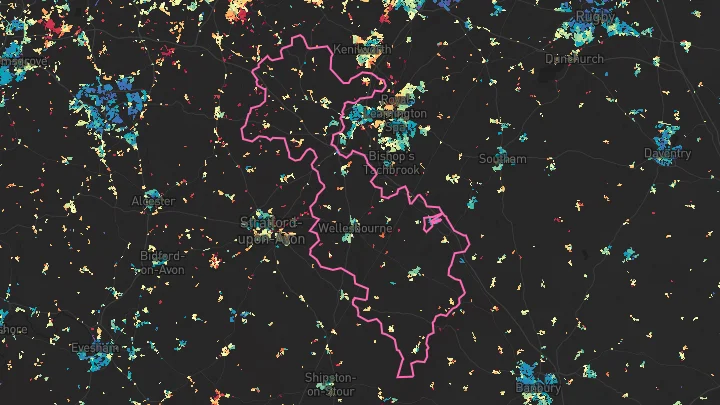 House price heatmap showing property values across Wellesbourne