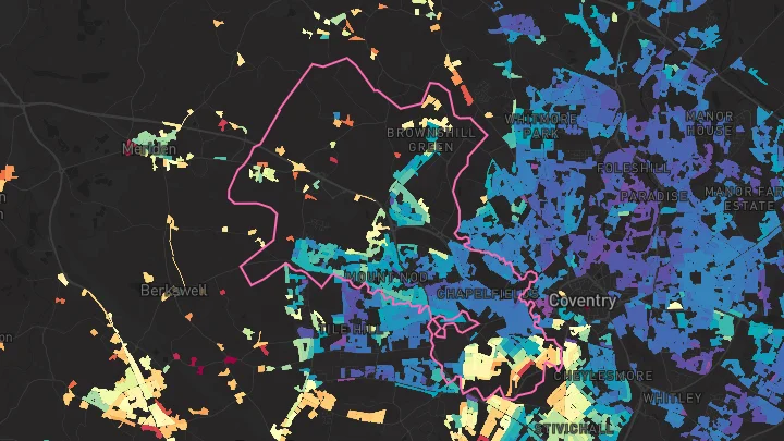 House price heatmap showing property values across Allesley