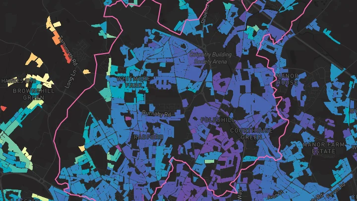 House price heatmap showing property values across Longford