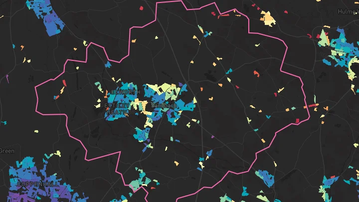 House price heatmap showing property values across Sandbach