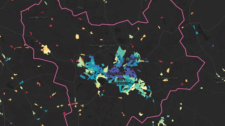 House price heatmap showing property values across Congleton