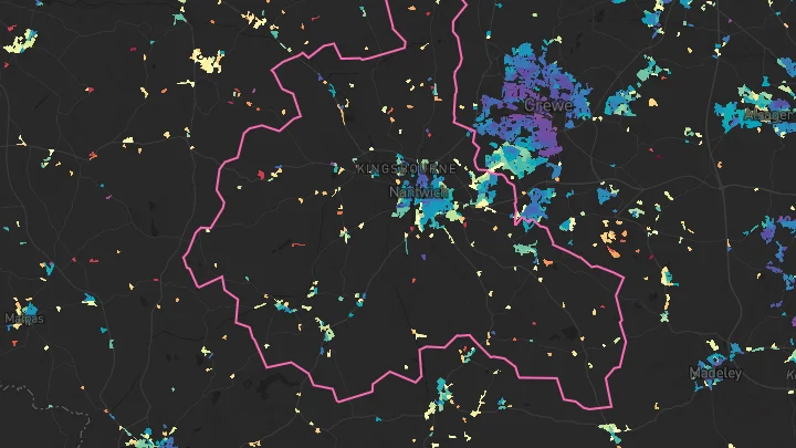 House price heatmap showing property values across Nantwich
