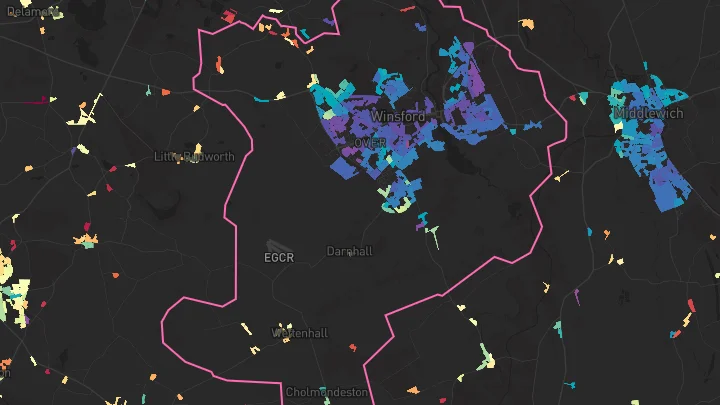 House price heatmap showing property values across Winsford
