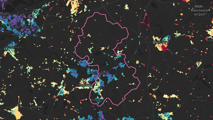 House price heatmap showing property values across Northwich