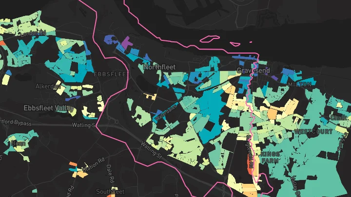 House price heatmap showing property values across Northfleet