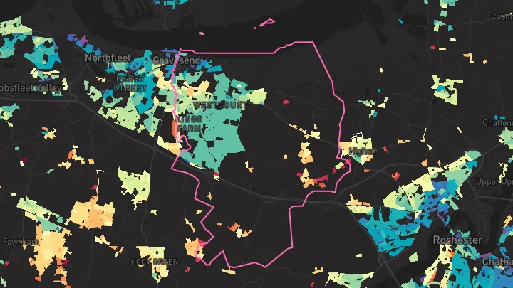 House price heatmap showing property values across Gravesend