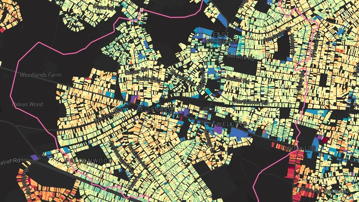 House price heatmap showing property values across Welling