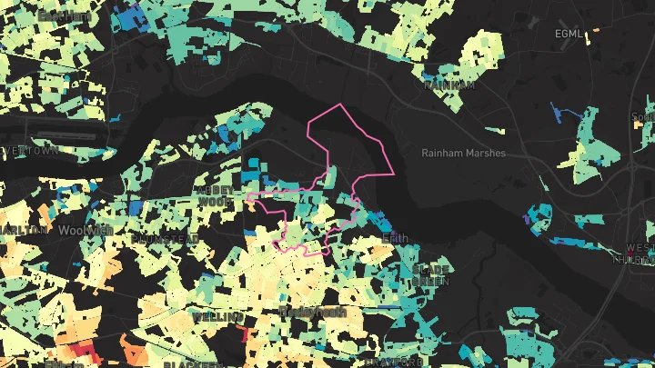 House price heatmap showing property values across Belvedere