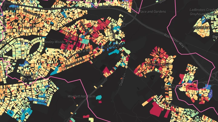 House price heatmap showing property values across Bexley