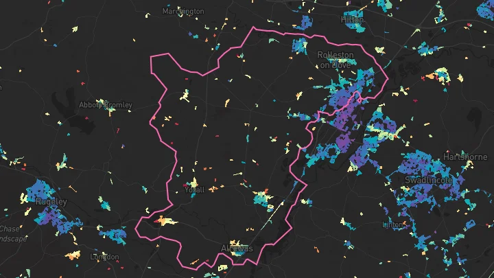 House price heatmap showing property values across Stretton
