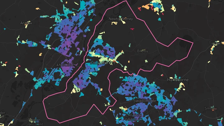 House price heatmap showing property values across Burton-On-Trent