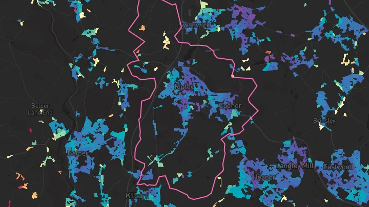 House price heatmap showing property values across Ripley