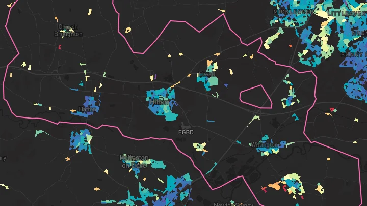 House price heatmap showing property values across Hilton