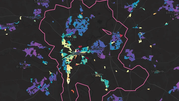 House price heatmap showing property values across Durham