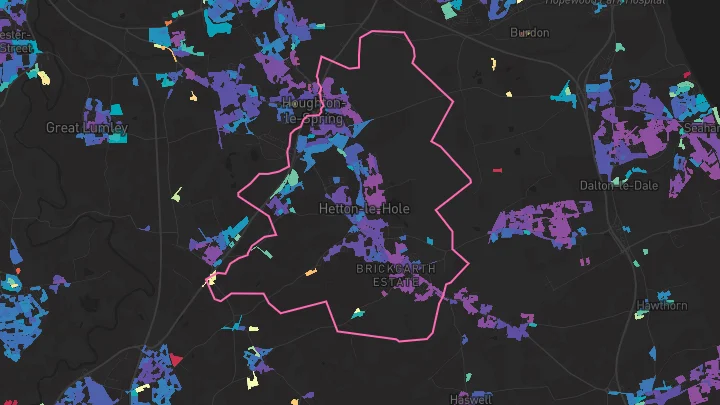 House price heatmap showing property values across Hetton Le Hole